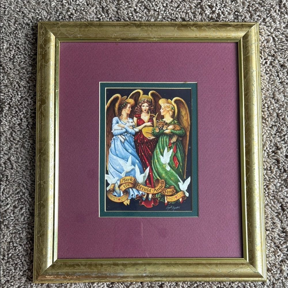 Framed Angelic Art Print with Gold Frame